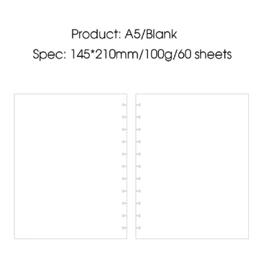 RINGNOTE A5 Plain Refills - 60 Sheets