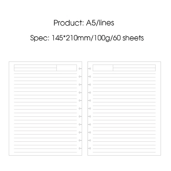 RINGNOTE A5 Lined Refills - 60 Sheets