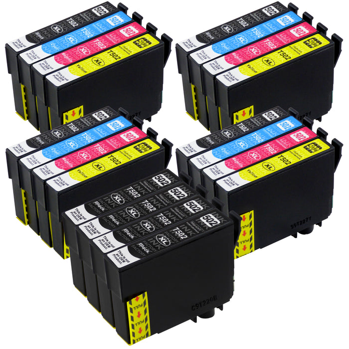Premium Compatible Epson 502XL - BIG BUNDLE DEAL (4 Black & 4 Multipacks) - Pack of 20 Cartridges