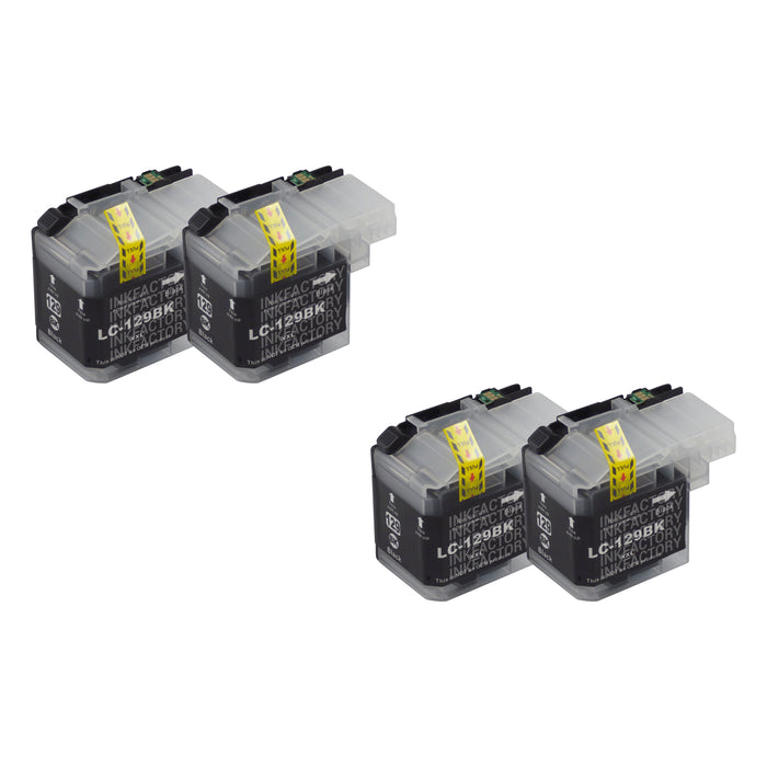 Premium Compatible Brother LC129XL Black Ink Cartridge Four Pack