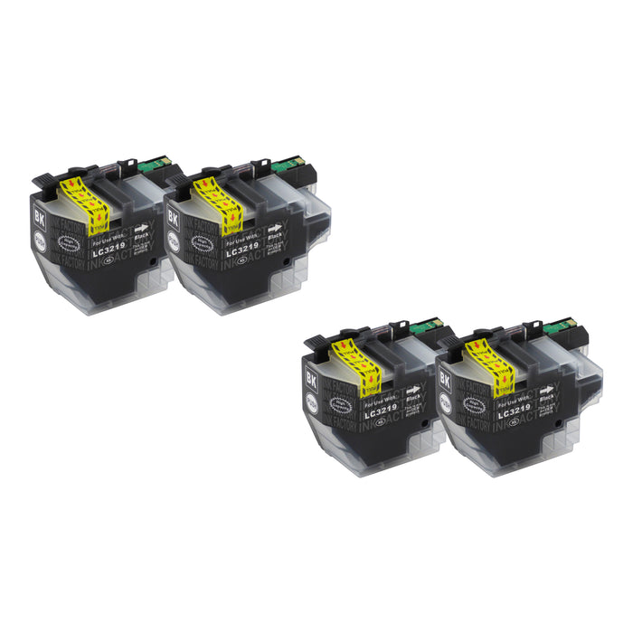 Premium Compatible Brother LC3217XL/LC3219XL Black Ink Cartridge Four Pack
